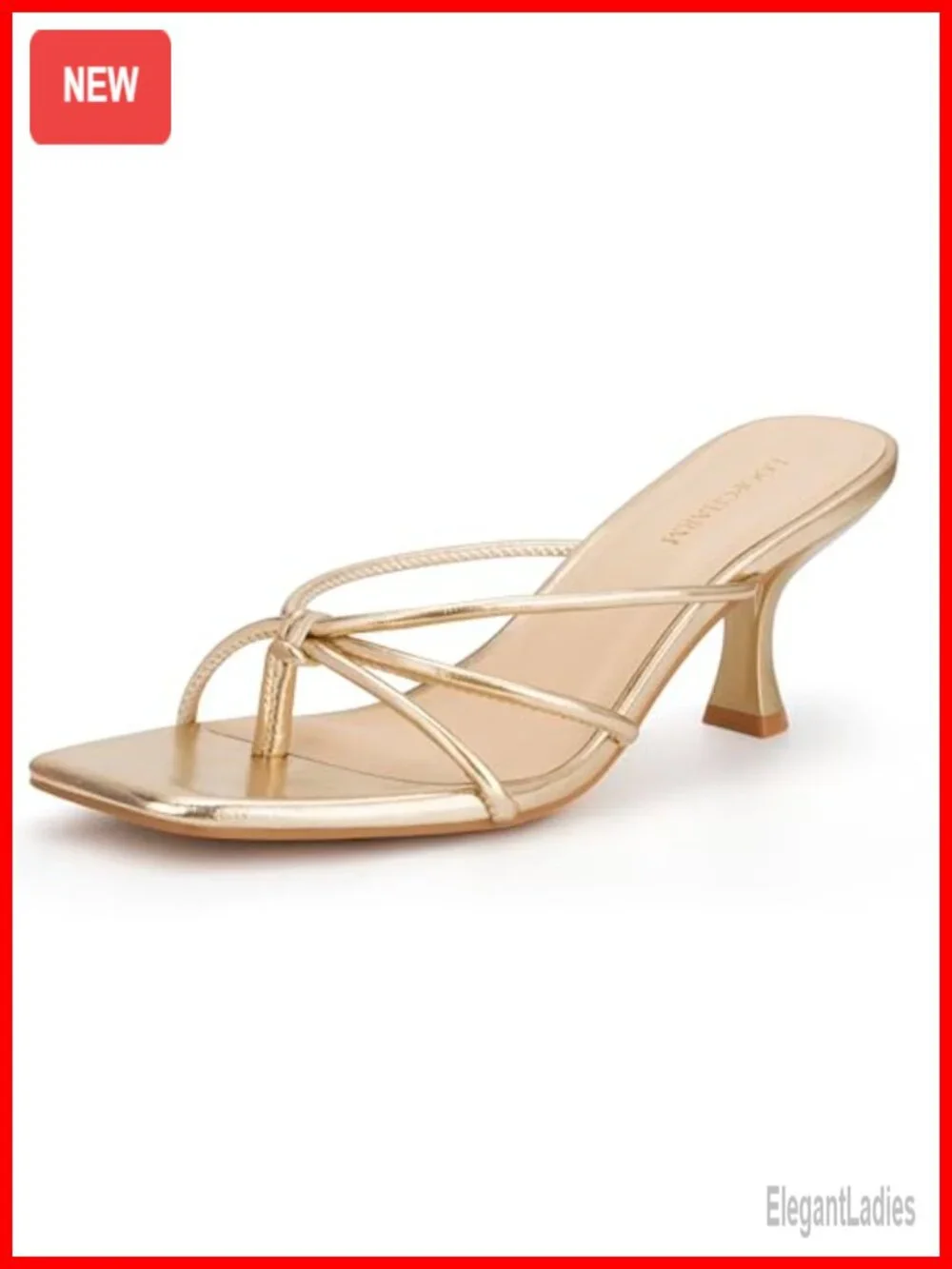 Women's Strappy Kitten Heel Thong Sandals Square Toe Mules Slip On